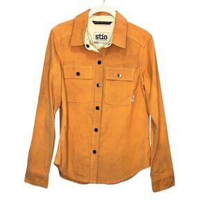Stio Shirt Jacket Womens Small Orange Corduroy Organic Cotton Outdoor Western